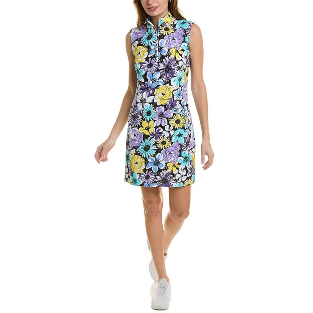 IBKUL Floral Sleeveless Midi Dress in Yellow, Lavender & Teal